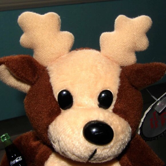 Coca Cola Collectible 1998 #0133 Reindeer w/ Coca Cola Bottle Bean Bag Plush 6" - Picture 2 of 16